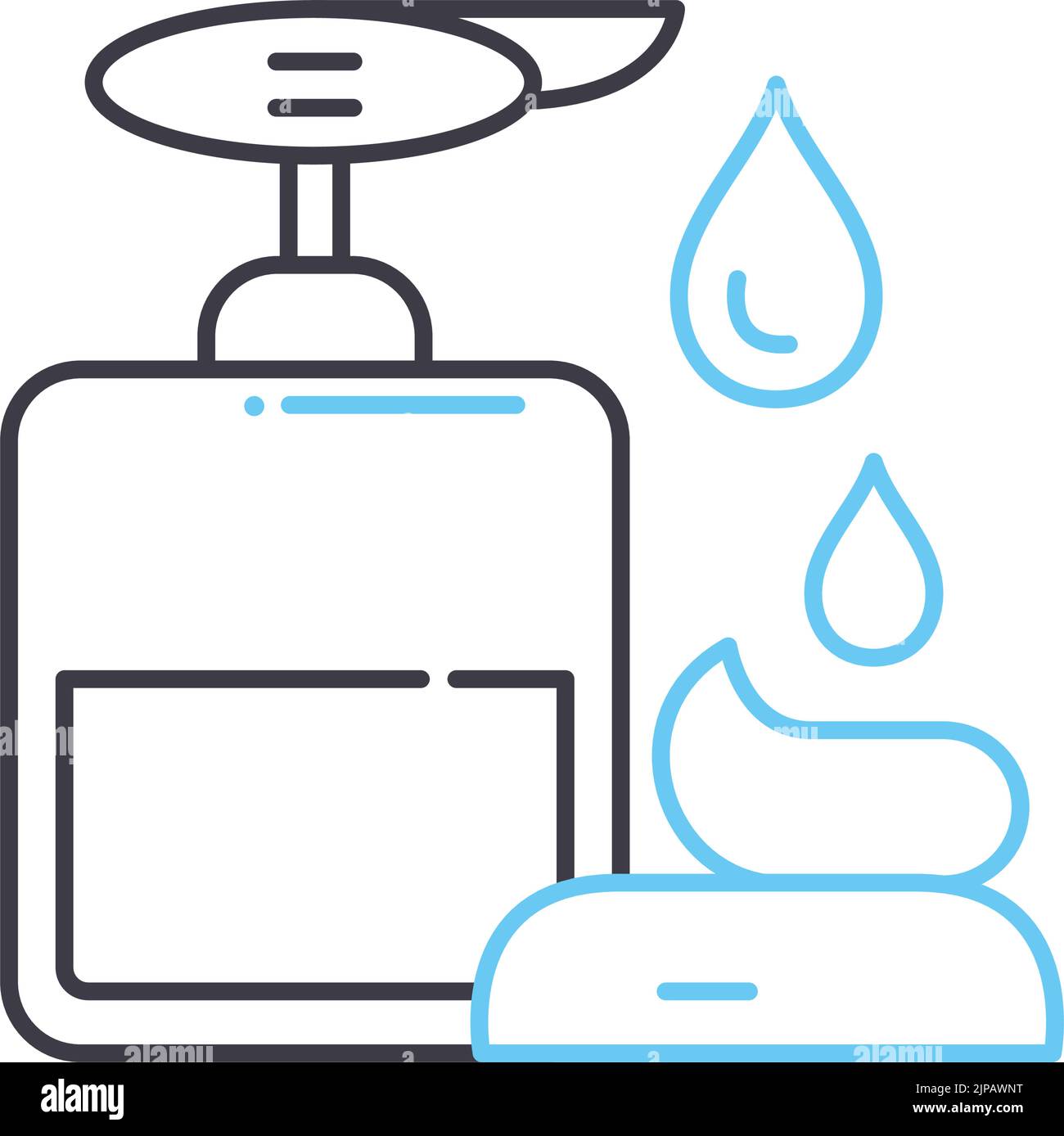 icona della linea di lozione termale, simbolo del contorno, illustrazione vettoriale, simbolo del concetto Illustrazione Vettoriale