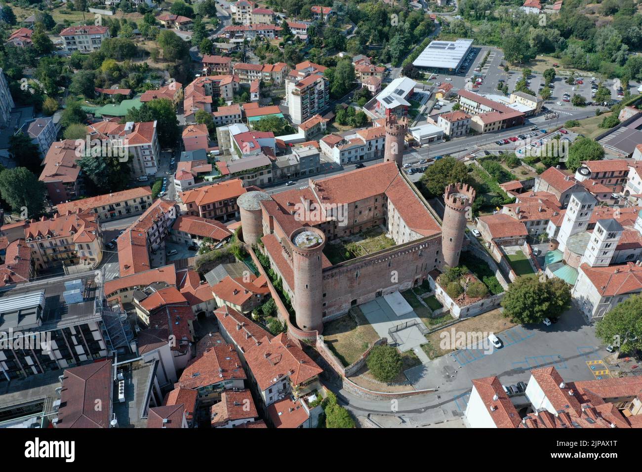 Veduta aerea della città di Ivrea, Torino, Piemonte, Italia Foto Stock