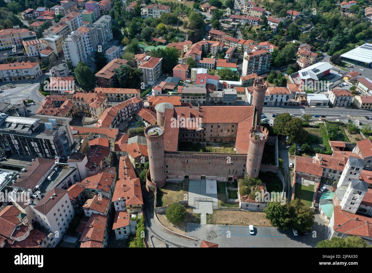 Veduta aerea della città di Ivrea, Torino, Piemonte, Italia Foto Stock
