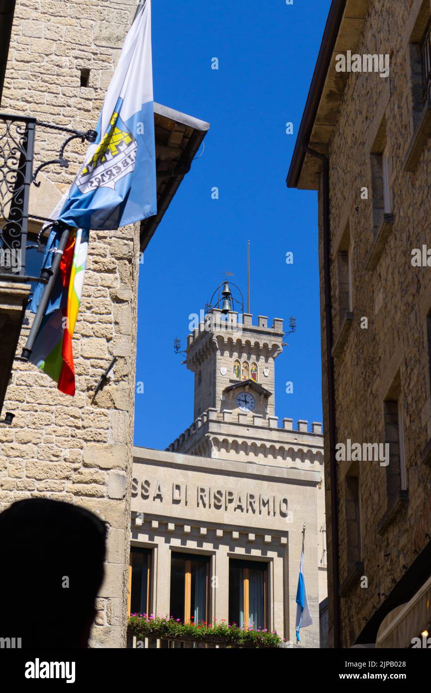 Architettura e paesaggio della Repubblica di San Marino Foto Stock