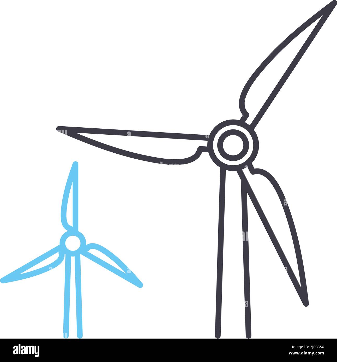 icona della linea di alimentazione del vento, simbolo di contorno, illustrazione vettoriale, segnale concettuale Illustrazione Vettoriale
