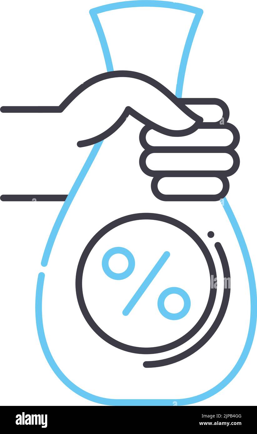 icona della linea del sacco a profitto, simbolo del contorno, illustrazione vettoriale, simbolo del concetto Illustrazione Vettoriale