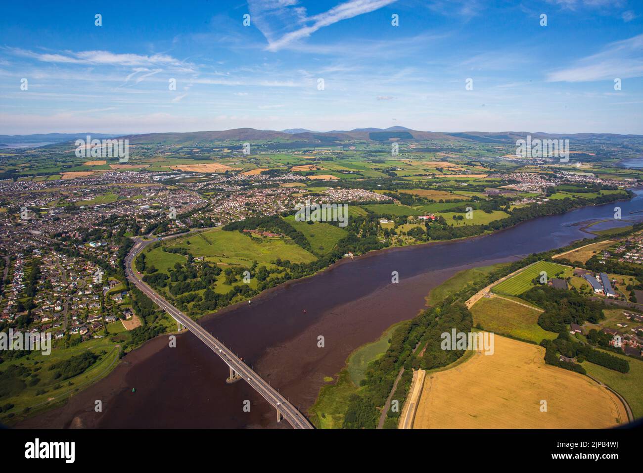 Vista Aearial Foyle Bridge, Londonderry, Derry, Northern Irland. Foto Stock