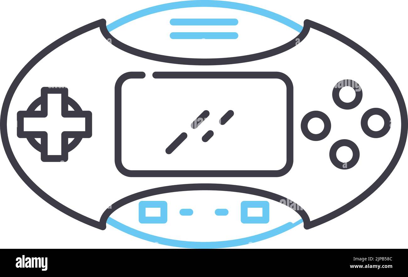 icona della linea di gioco portatile, simbolo di contorno, illustrazione vettoriale, segnale concettuale Illustrazione Vettoriale