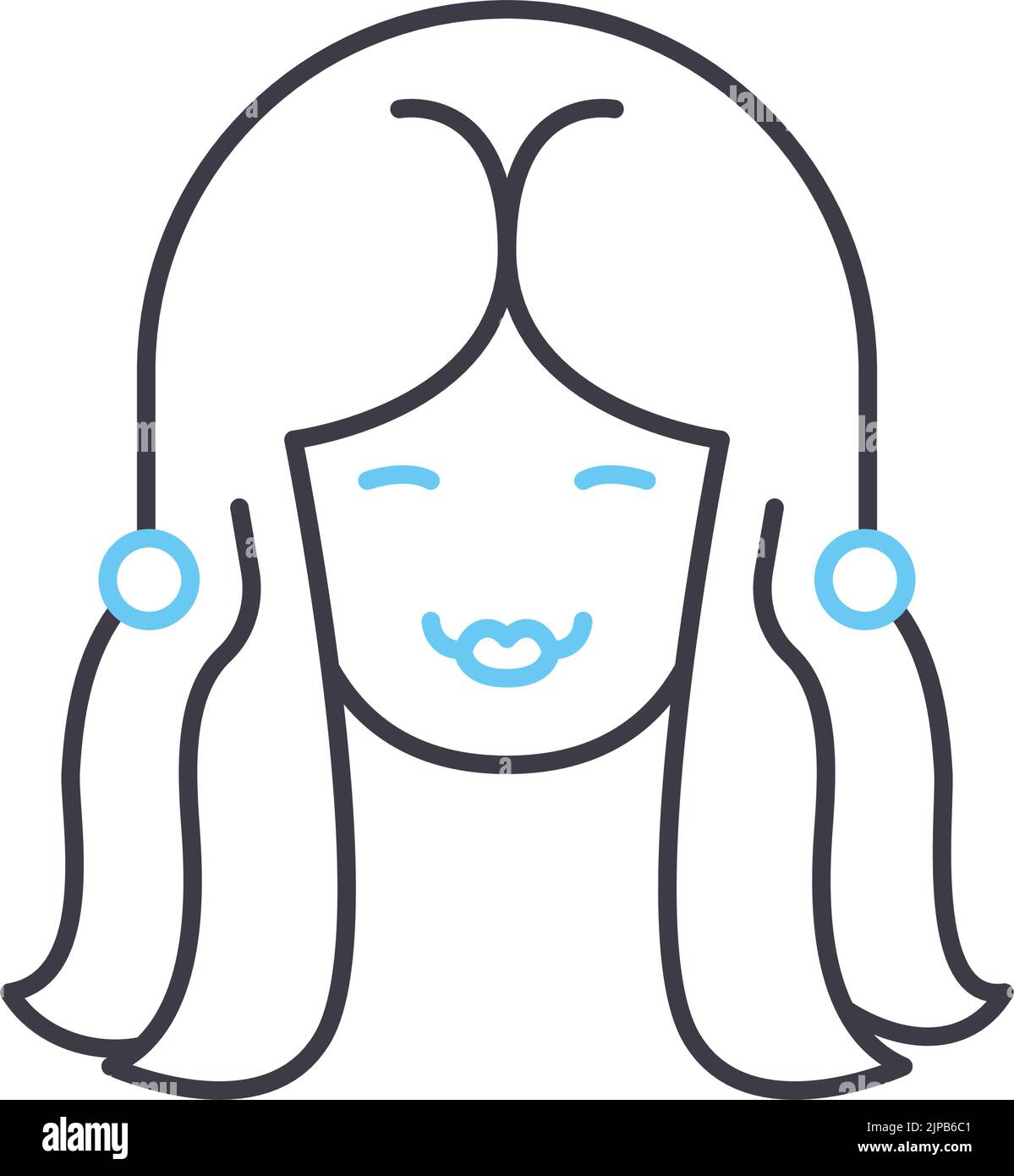 icona linea stile capelli, simbolo contorno, illustrazione vettoriale, simbolo concetto Illustrazione Vettoriale