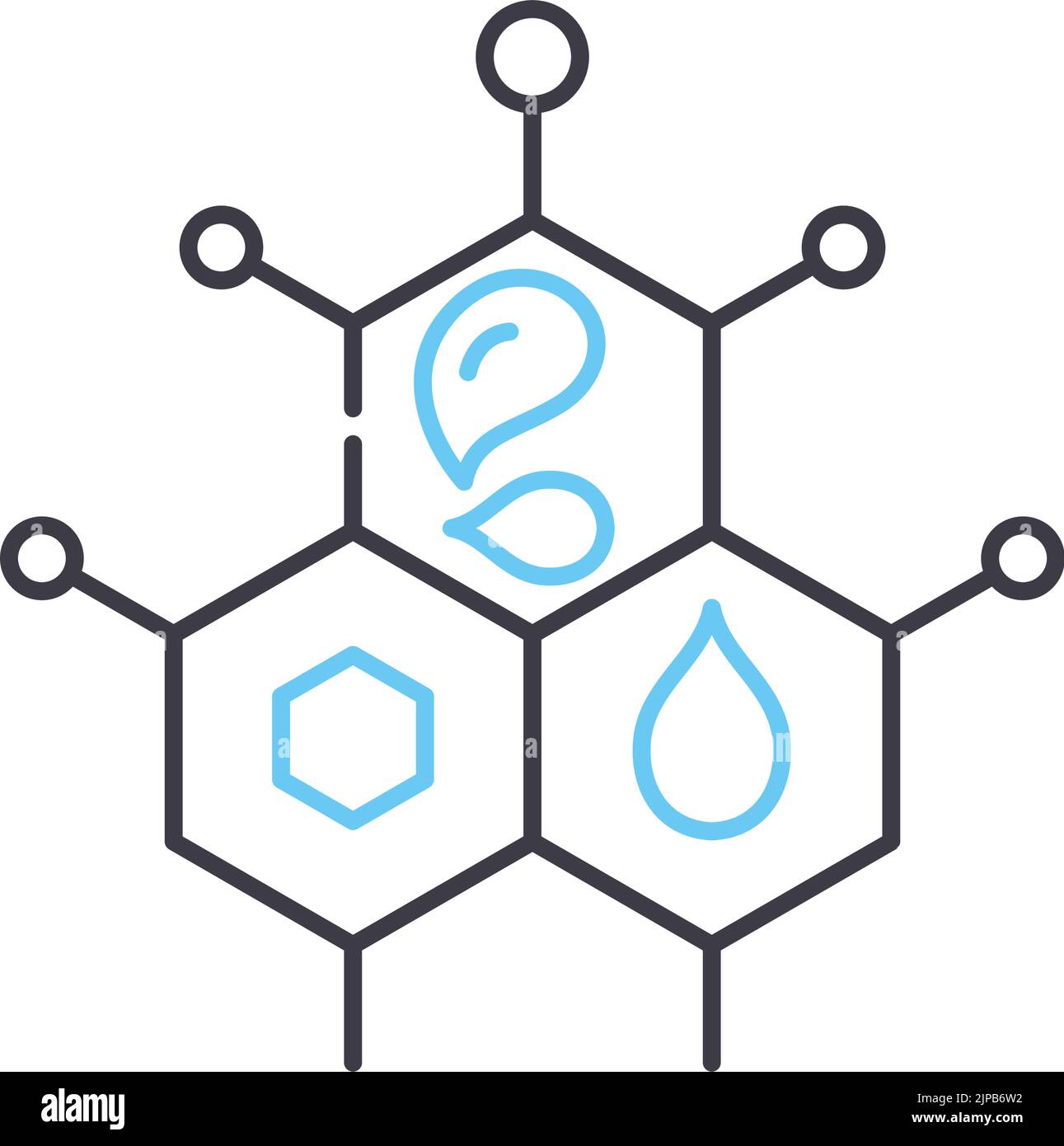 icona della linea chimica dell'olio, simbolo di contorno, illustrazione vettoriale, simbolo concettuale Illustrazione Vettoriale