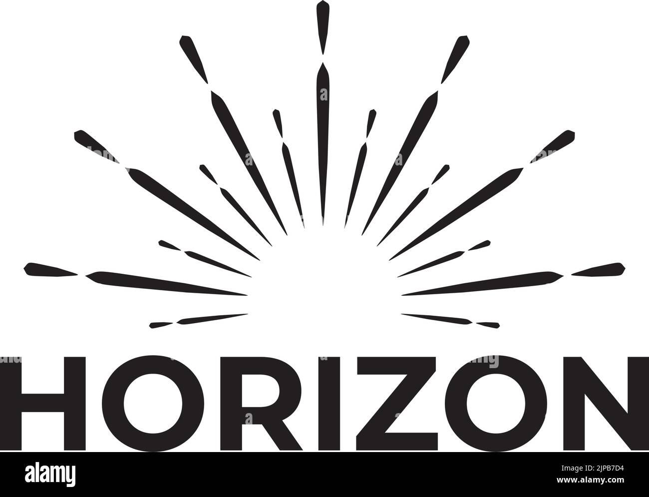 Horizon Sun burst icona vettore logo design Illustrazione Vettoriale
