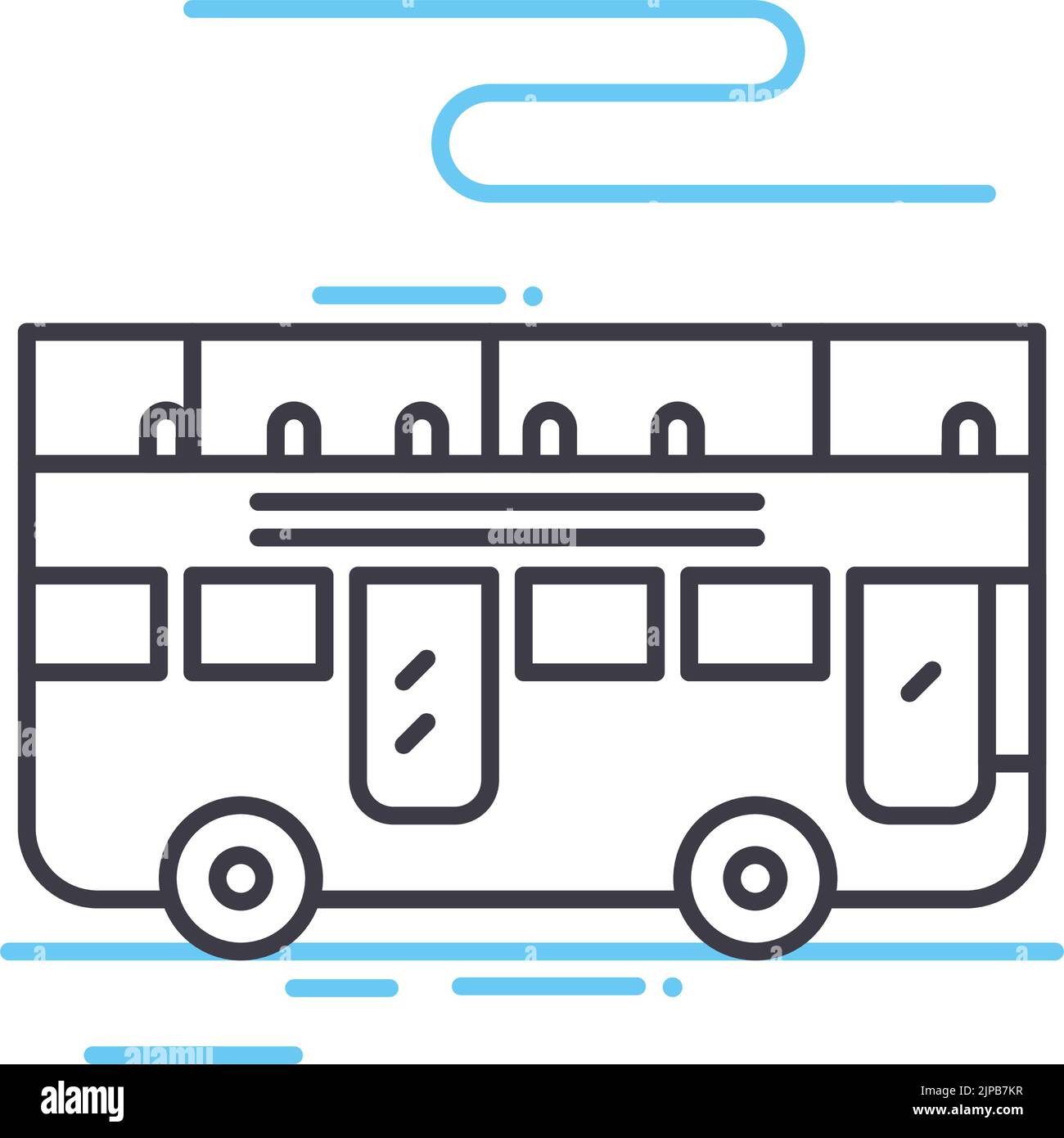 icona della linea degli autobus turistici, simbolo del contorno, illustrazione vettoriale, segnale concettuale Illustrazione Vettoriale