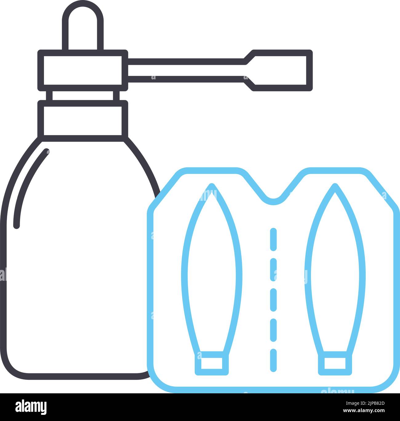 icona della linea del farmaco, simbolo del contorno, illustrazione del vettore, simbolo del concetto Illustrazione Vettoriale