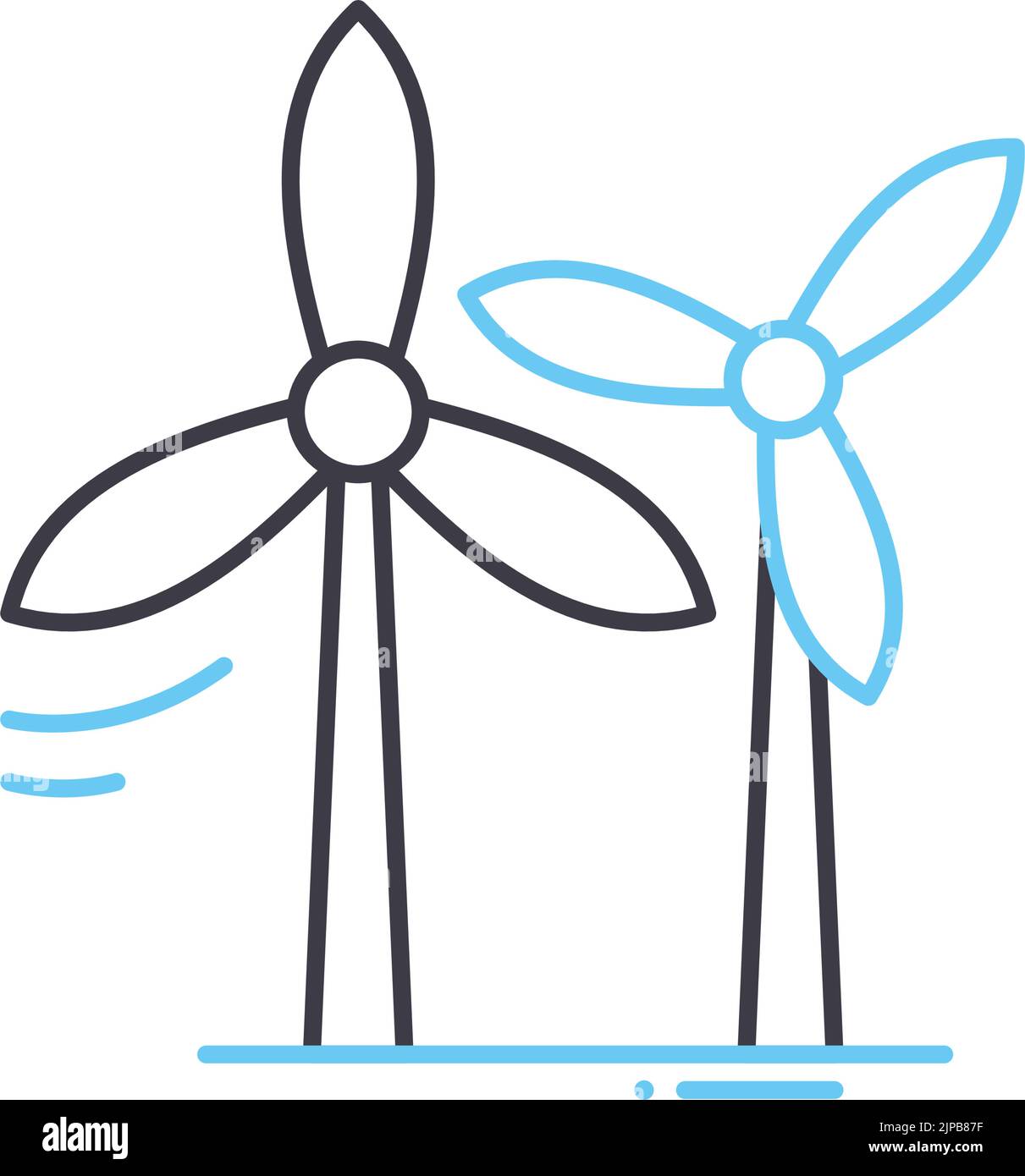 icona della linea di alimentazione del vento, simbolo di contorno, illustrazione vettoriale, segnale concettuale Illustrazione Vettoriale