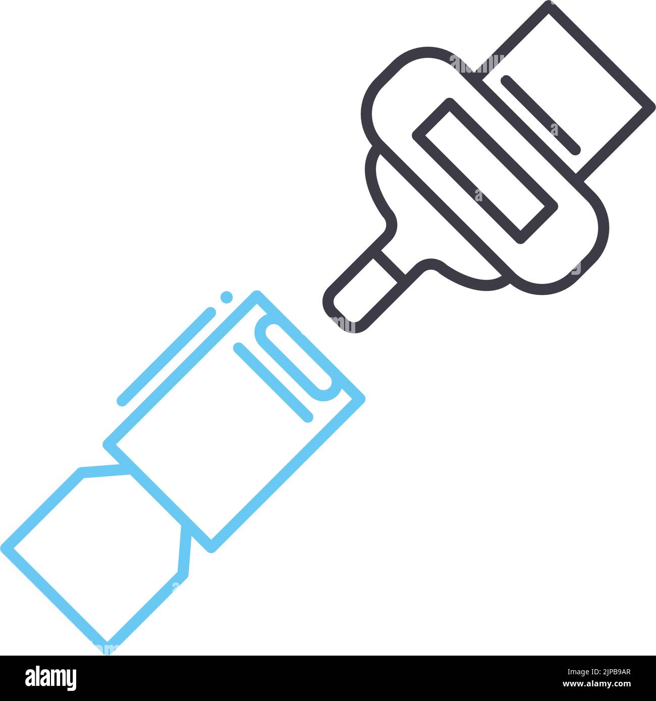 icona della linea delle cinture di sicurezza, simbolo di contorno, illustrazione vettoriale, segnale concettuale Illustrazione Vettoriale