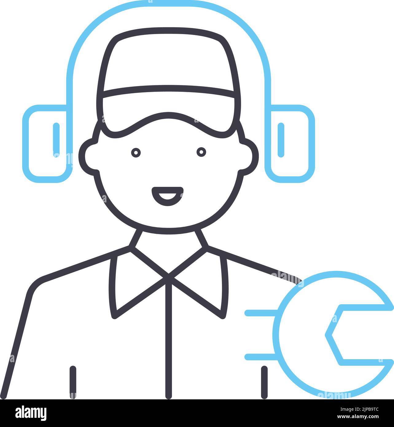 icona della linea di assistenza tecnica, simbolo di contorno, illustrazione vettoriale, segnale concettuale Illustrazione Vettoriale