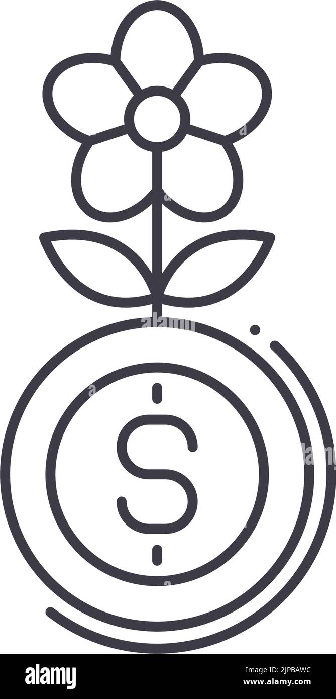 icona della linea di business di crescita, simbolo di contorno, illustrazione vettoriale, segnale concettuale Illustrazione Vettoriale