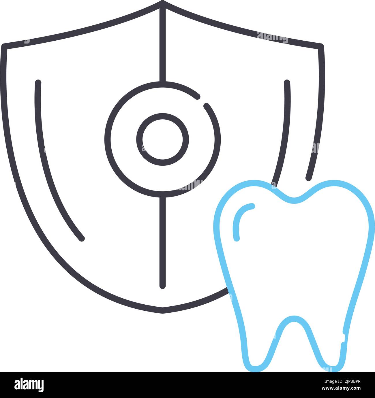 icona della linea di protezione denti, simbolo di contorno, illustrazione vettoriale, segnale concettuale Illustrazione Vettoriale