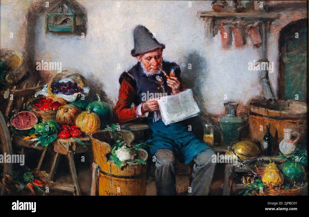 Der Gemüsehändler (The greengrocer) (1903) Pittura di Hermann Armin von Kern Foto Stock