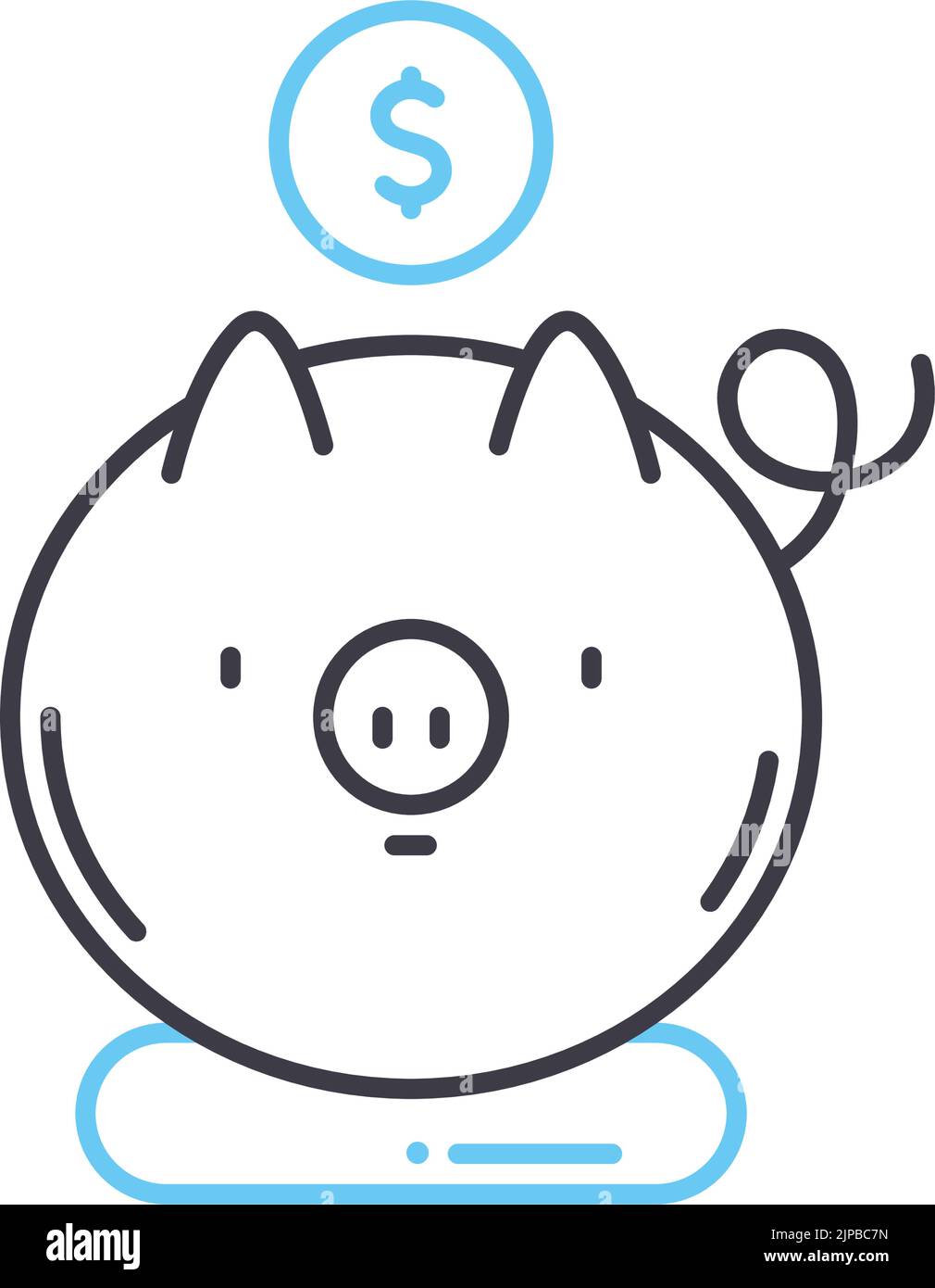 icona della linea del piggy bank, simbolo di contorno, illustrazione vettoriale, segnale concettuale Illustrazione Vettoriale
