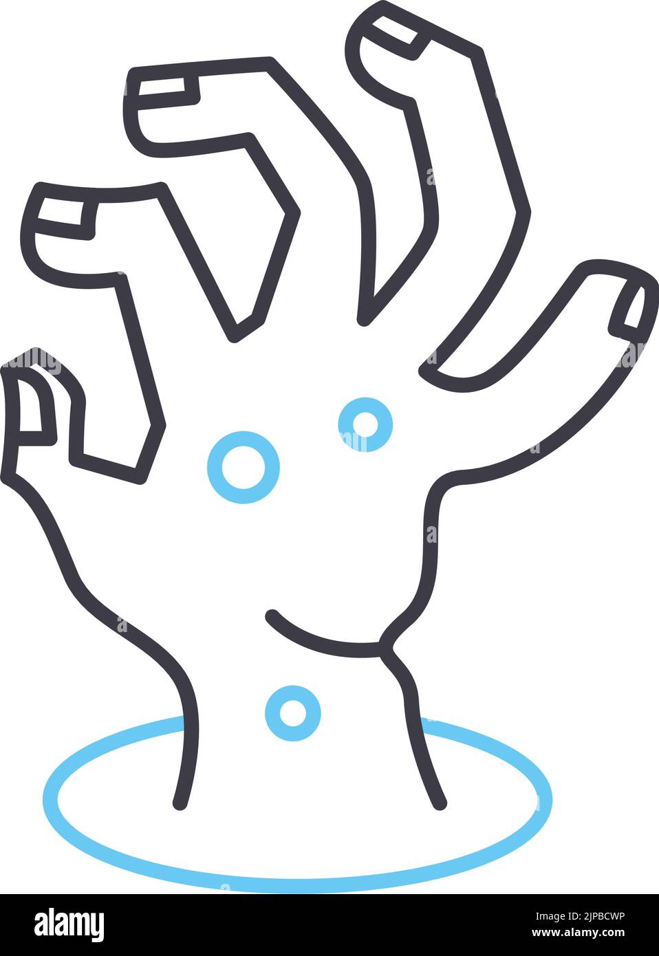 icona della linea della mano di zombie, simbolo del contorno, illustrazione del vettore, segno di concetto Illustrazione Vettoriale