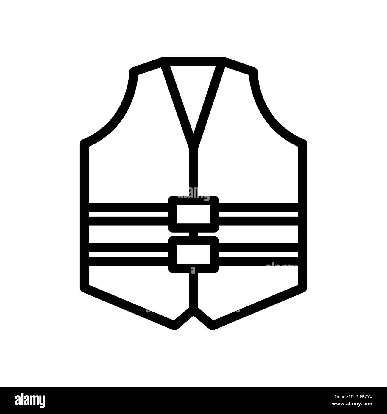 Giubbotto da costruzione icona. Icona relativa alla costruzione, giorno di lavoro. Stile icona linea. Design semplice modificabile Illustrazione Vettoriale