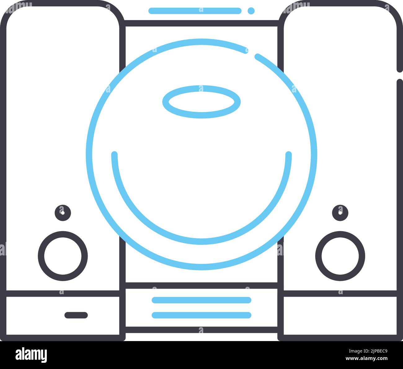 icona della linea della console di gioco, simbolo di contorno, illustrazione vettoriale, segnale concettuale Illustrazione Vettoriale