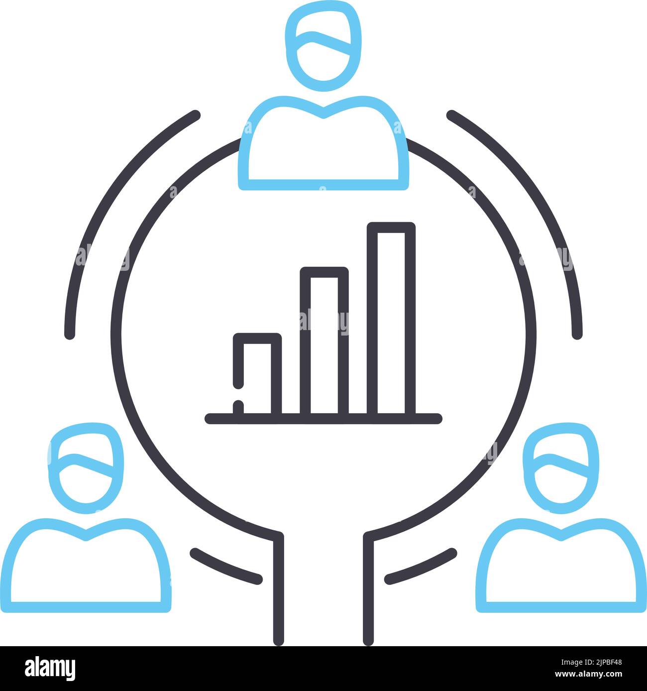 icona della linea di ricerca quantitativa, simbolo di contorno, illustrazione vettoriale, simbolo concettuale Illustrazione Vettoriale