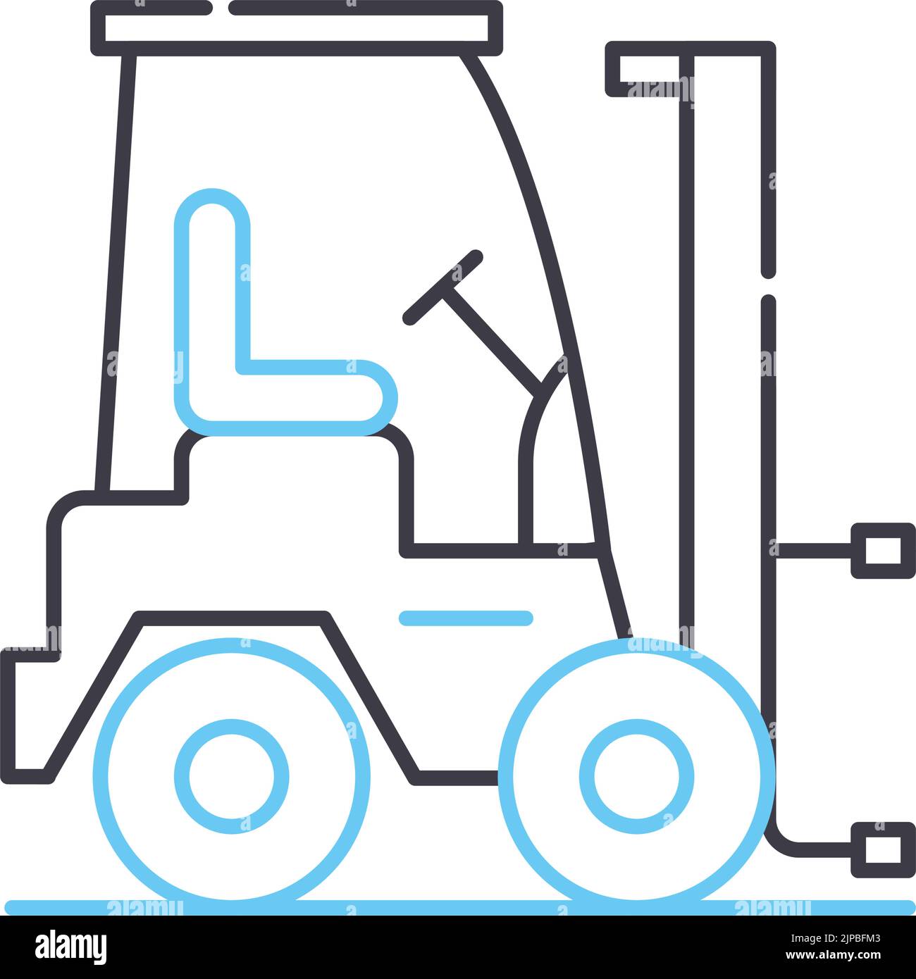 icona della linea della gru a carrello elevatore, simbolo del contorno, illustrazione vettoriale, segnale concettuale Illustrazione Vettoriale