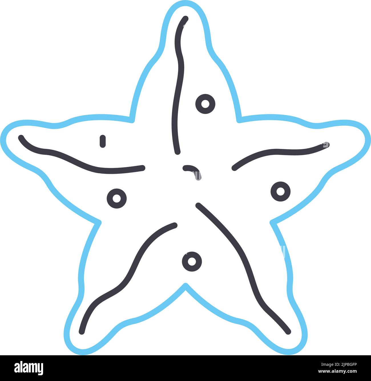 icona della linea delle stelle marine, simbolo del contorno, illustrazione vettoriale, simbolo del concetto Illustrazione Vettoriale