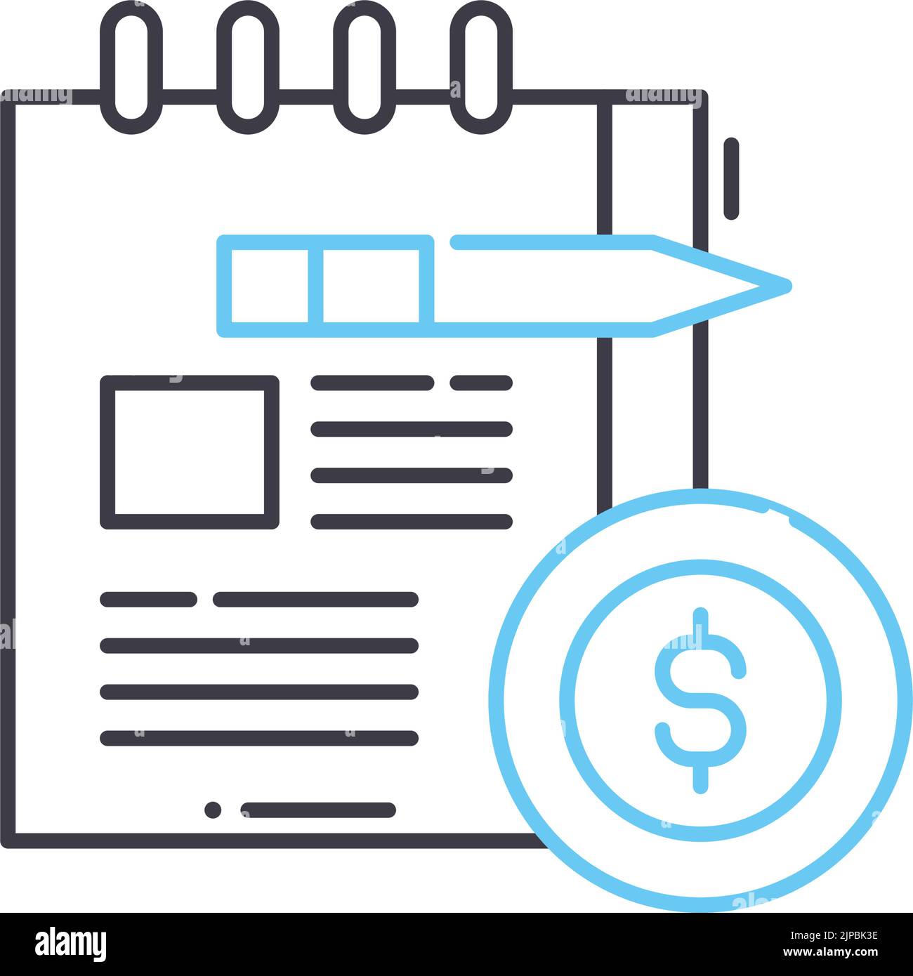 icona della linea del conto contabilità, simbolo del contorno, illustrazione vettoriale, simbolo del concetto Illustrazione Vettoriale