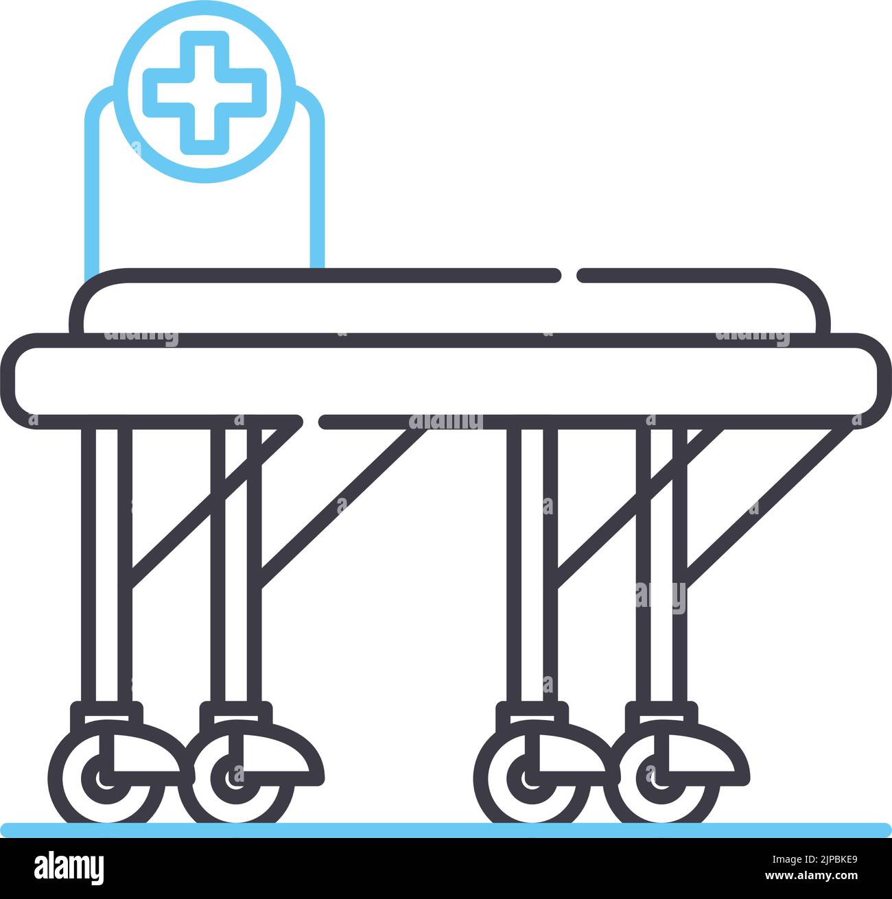 icona della linea barella, simbolo di contorno, illustrazione vettoriale, simbolo concettuale Illustrazione Vettoriale