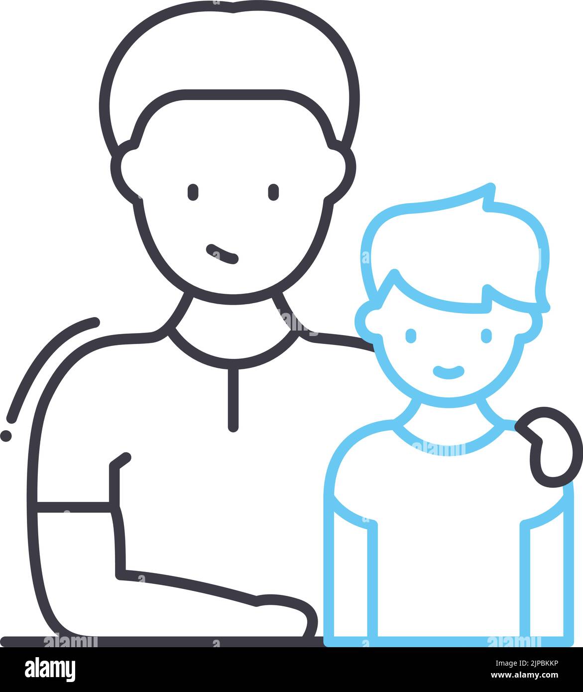 icona linea figlio e papà, simbolo di contorno, illustrazione vettoriale, segnale concettuale Illustrazione Vettoriale