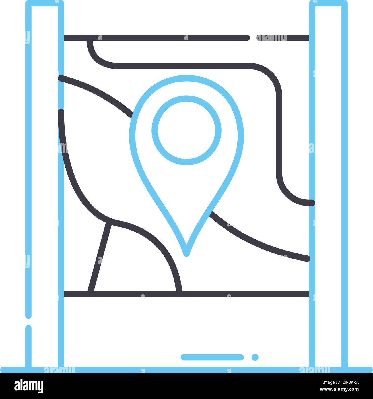 icona della linea della mappa della posizione, simbolo del contorno, illustrazione vettoriale, simbolo concettuale Illustrazione Vettoriale