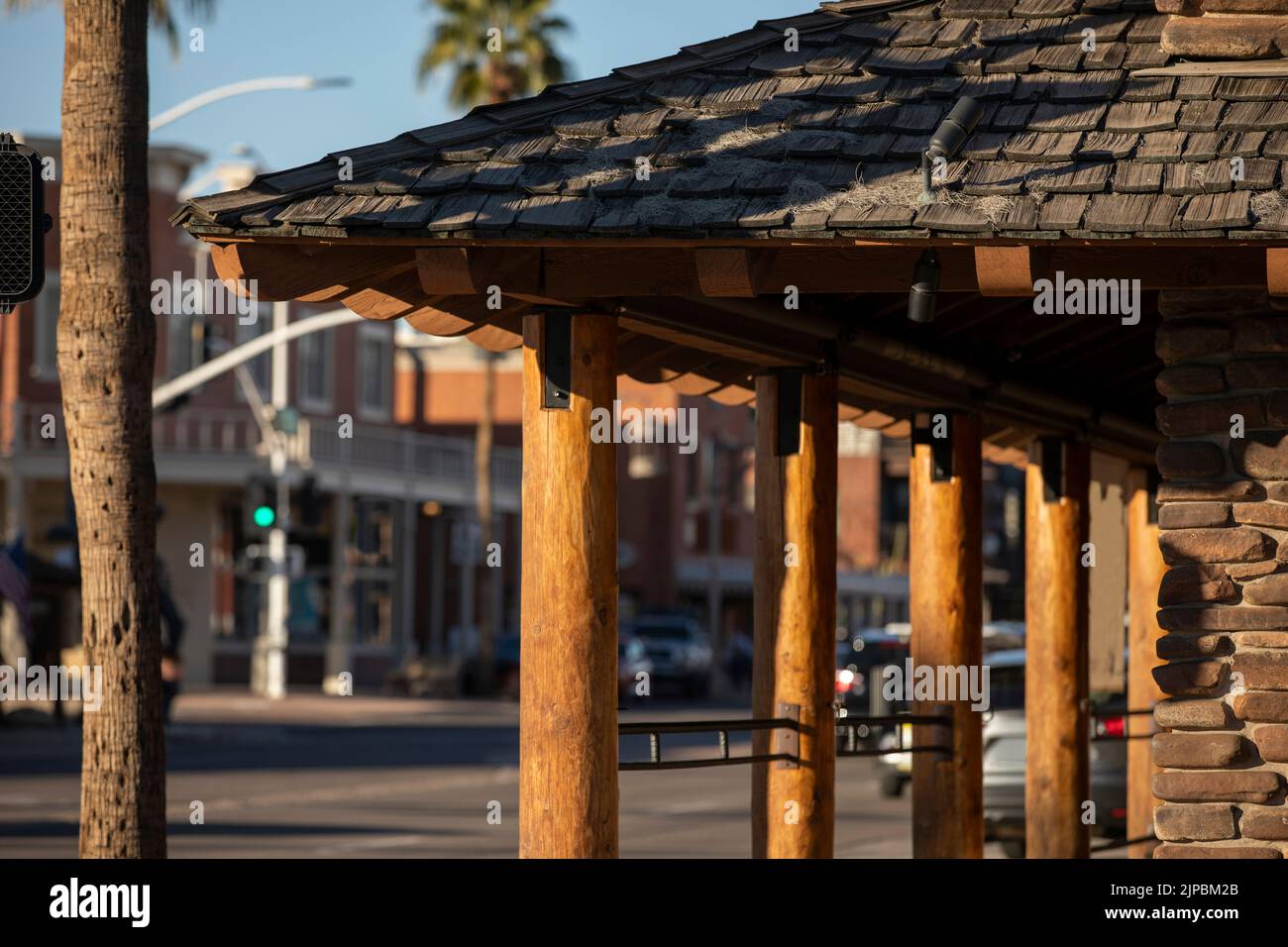 Vista del tramonto sul centro storico di Scottsdale, Arizona, Stati Uniti. Foto Stock