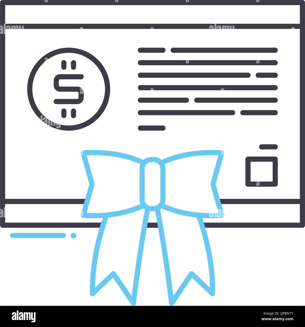 icona della riga dei voucher, simbolo di contorno, illustrazione vettoriale, cartello concettuale Illustrazione Vettoriale