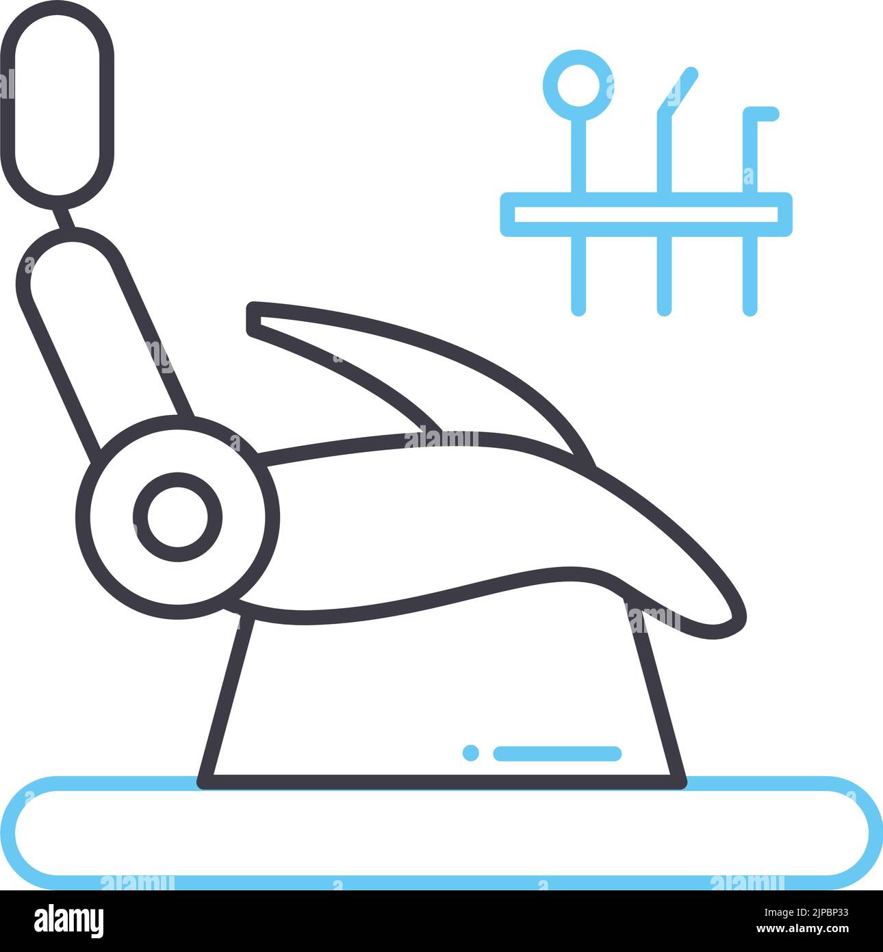 icona della linea di perforazione dentale della macchina, simbolo di contorno, illustrazione vettoriale, segnale concettuale Illustrazione Vettoriale