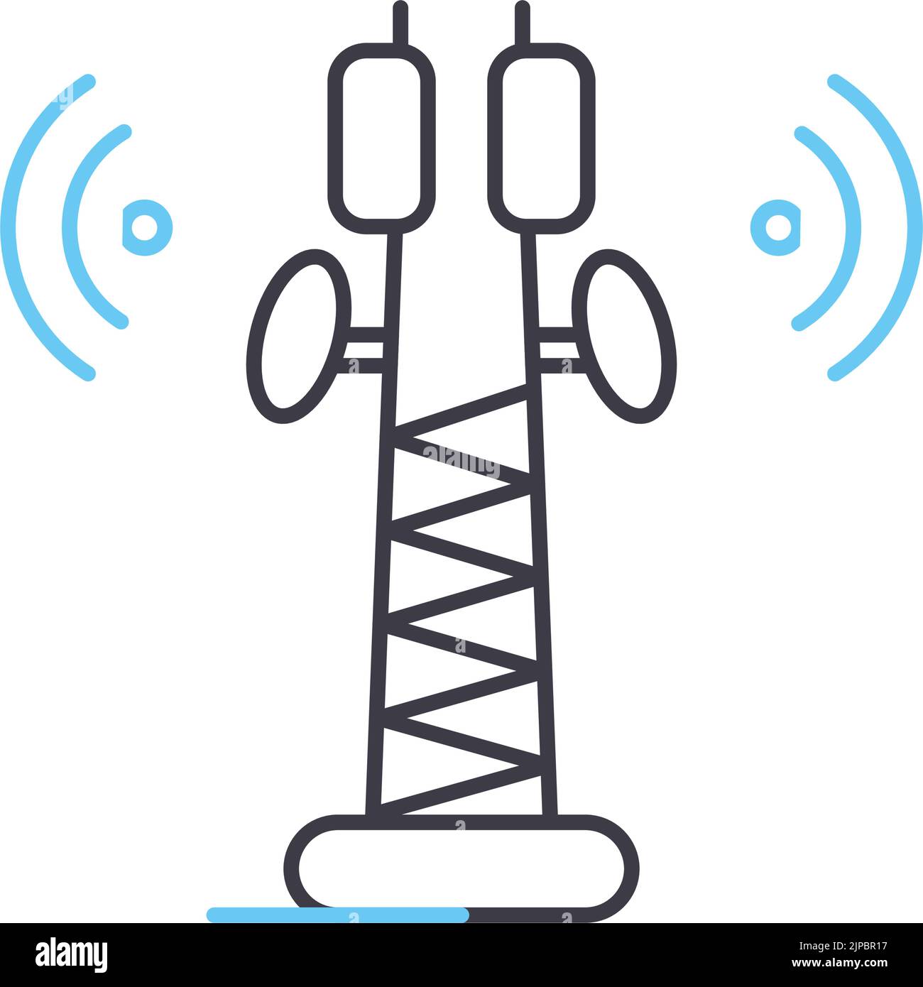 icona della linea del trasmettitore di telecomunicazioni, simbolo di contorno, illustrazione vettoriale, simbolo di concetto Illustrazione Vettoriale
