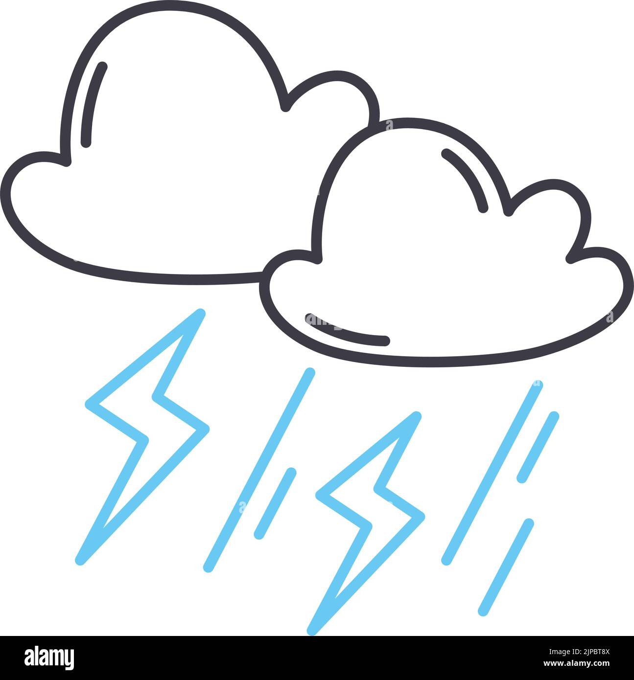icona della linea thunder, simbolo di contorno, illustrazione vettoriale, simbolo concettuale Illustrazione Vettoriale