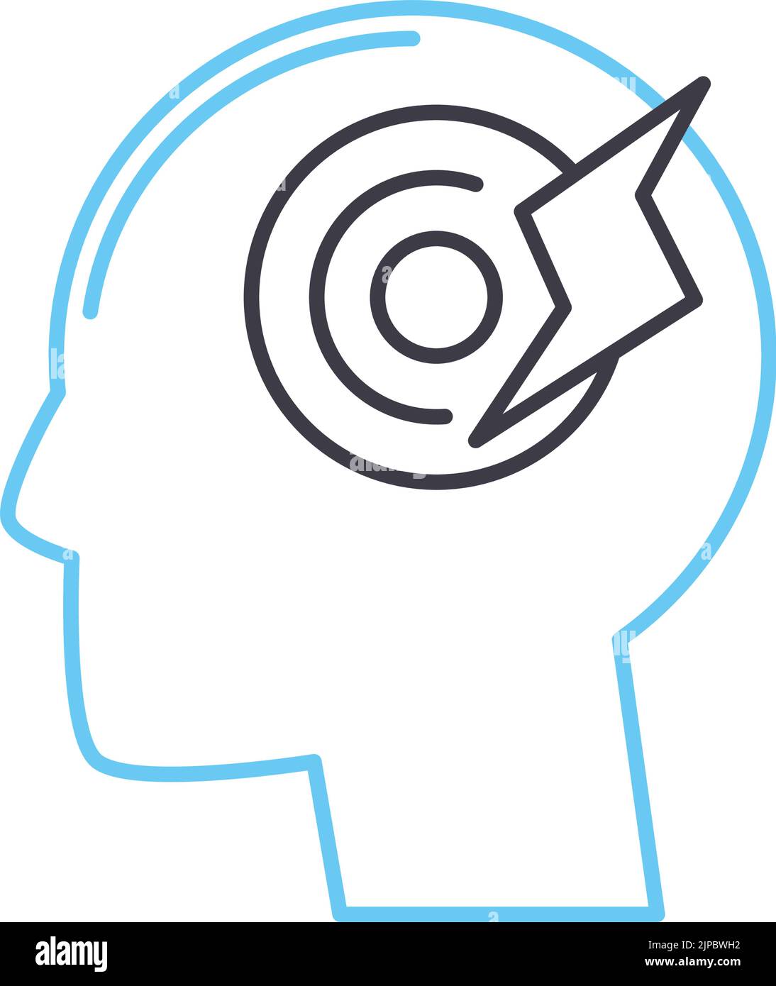 icona linea cefalea, simbolo di contorno, illustrazione vettoriale, segnale concettuale Illustrazione Vettoriale