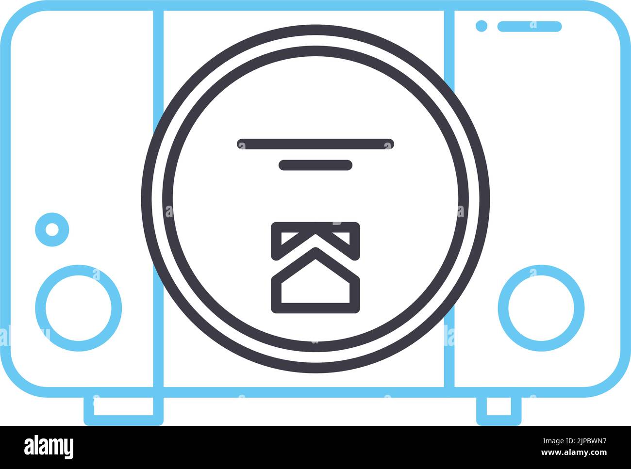 icona della linea della console di gioco, simbolo di contorno, illustrazione vettoriale, segnale concettuale Illustrazione Vettoriale
