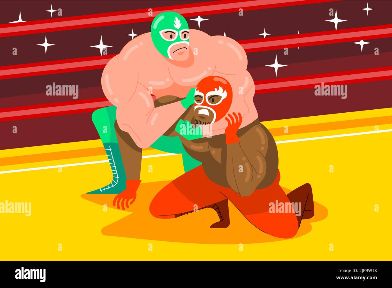Illustrazione Vector wrestler messicano disegnata a mano. Illustrazione Vettoriale