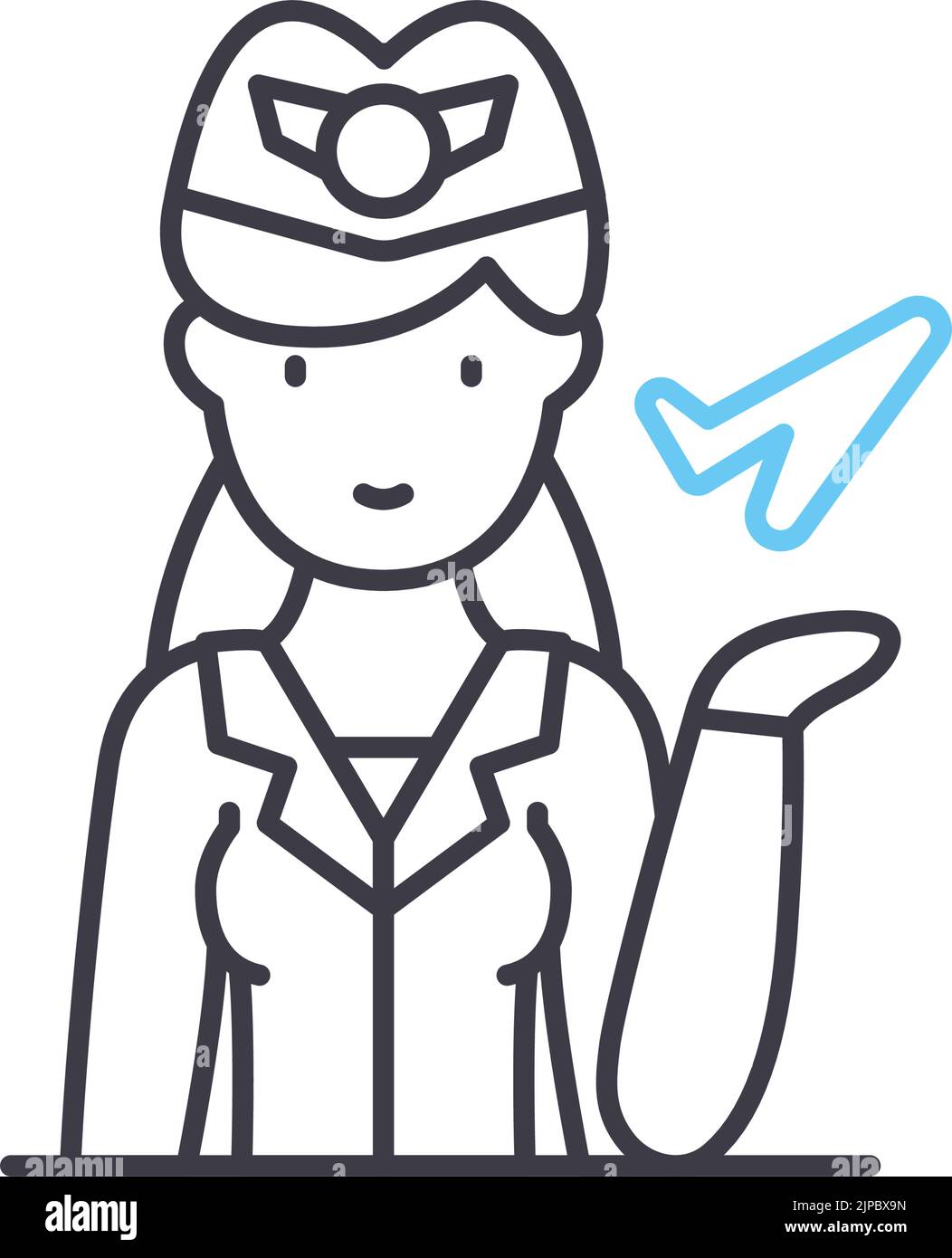 icona della linea dell'operatore di volo, simbolo di contorno, illustrazione vettoriale, segnale concettuale Illustrazione Vettoriale