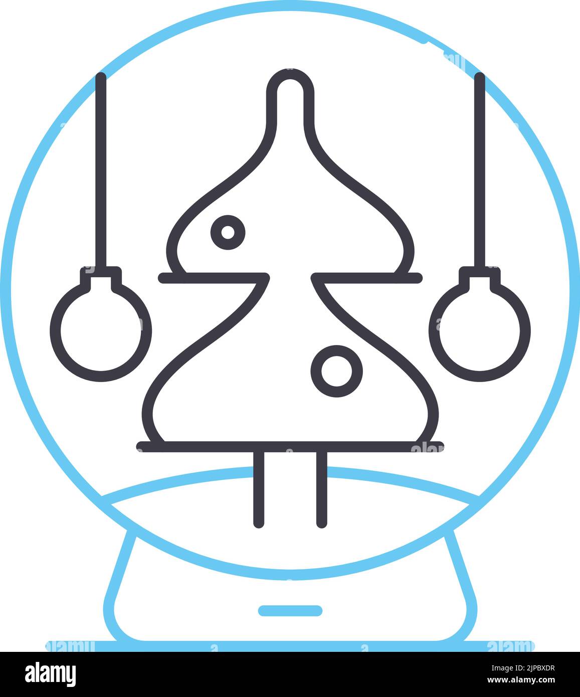 icona della linea del globo della neve, simbolo del contorno, illustrazione vettoriale, segnale concettuale Illustrazione Vettoriale