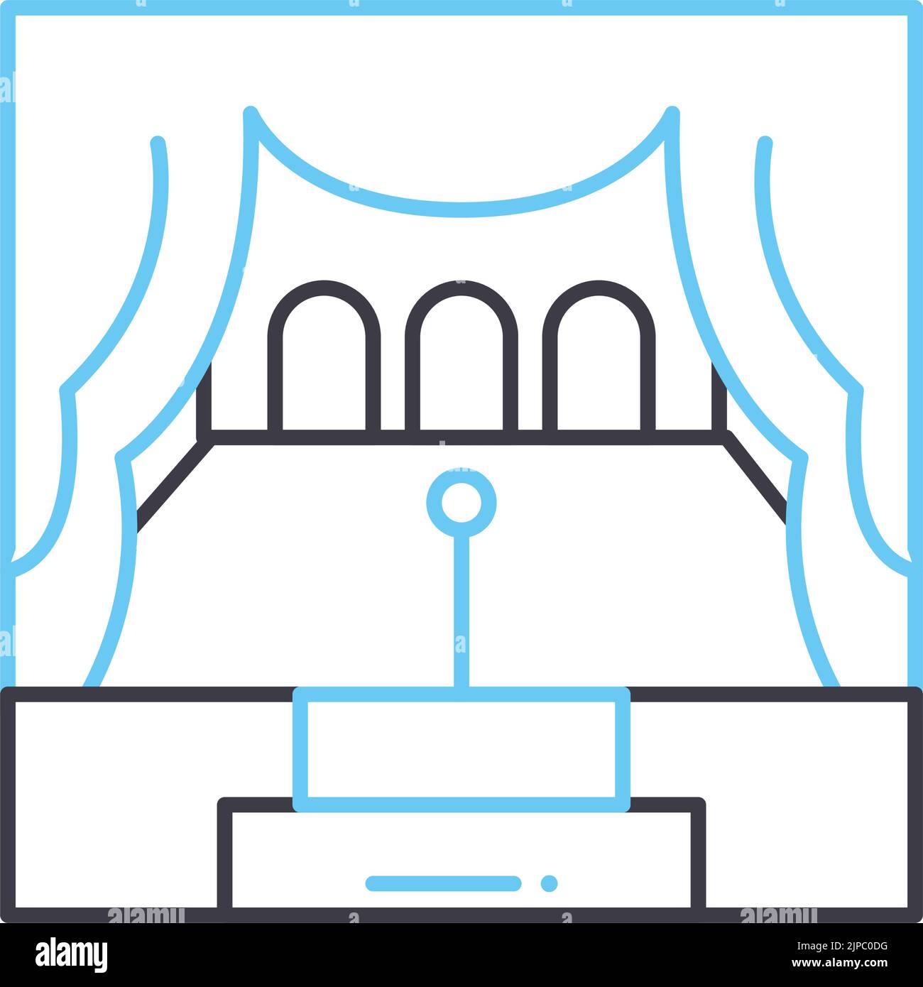 icona della linea del palcoscenico dell'altoparlante, simbolo del contorno, illustrazione vettoriale, segnale concettuale Illustrazione Vettoriale