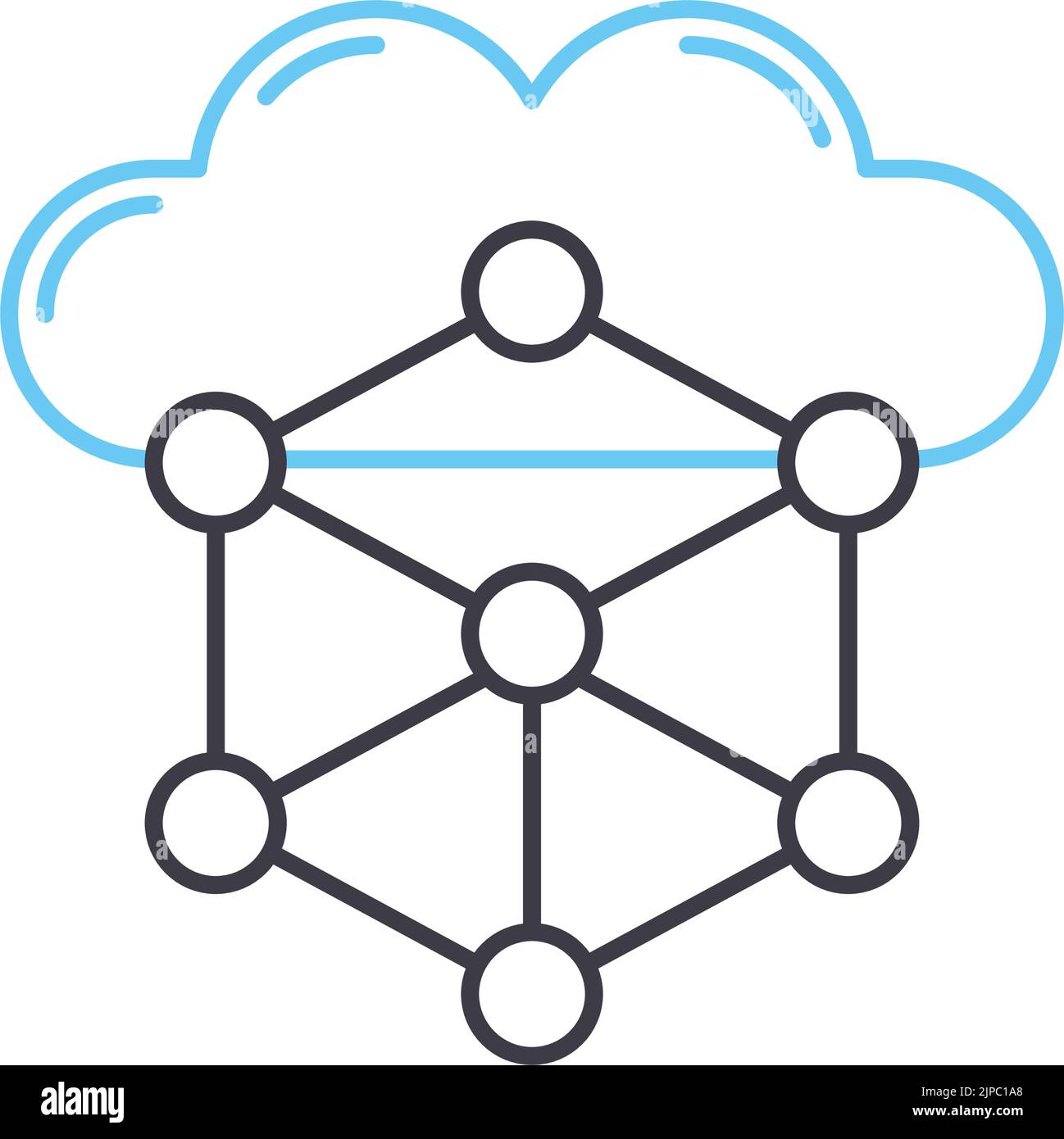 icona della linea della tecnologia di rete, simbolo di contorno, illustrazione vettoriale, segnale concettuale Illustrazione Vettoriale