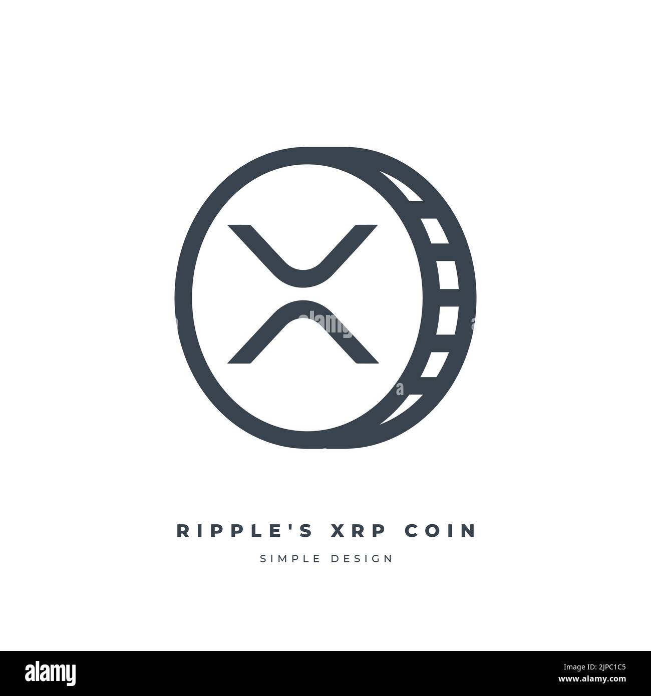 Icona della linea di criptovaluta XRP Coin ripple isolata su sfondo bianco. Valuta digitale. Illustrazione Vettoriale