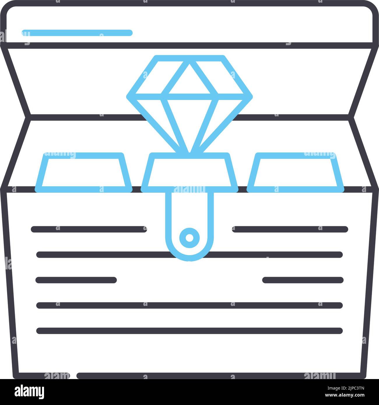 icona della linea del tesoro, simbolo del contorno, illustrazione vettoriale, segnale concettuale Illustrazione Vettoriale