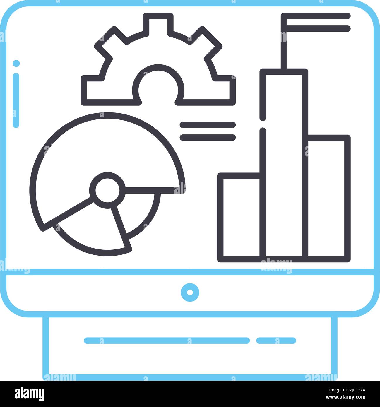 icona della linea di visualizzazione delle informazioni, simbolo di contorno, illustrazione vettoriale, segnale concettuale Illustrazione Vettoriale