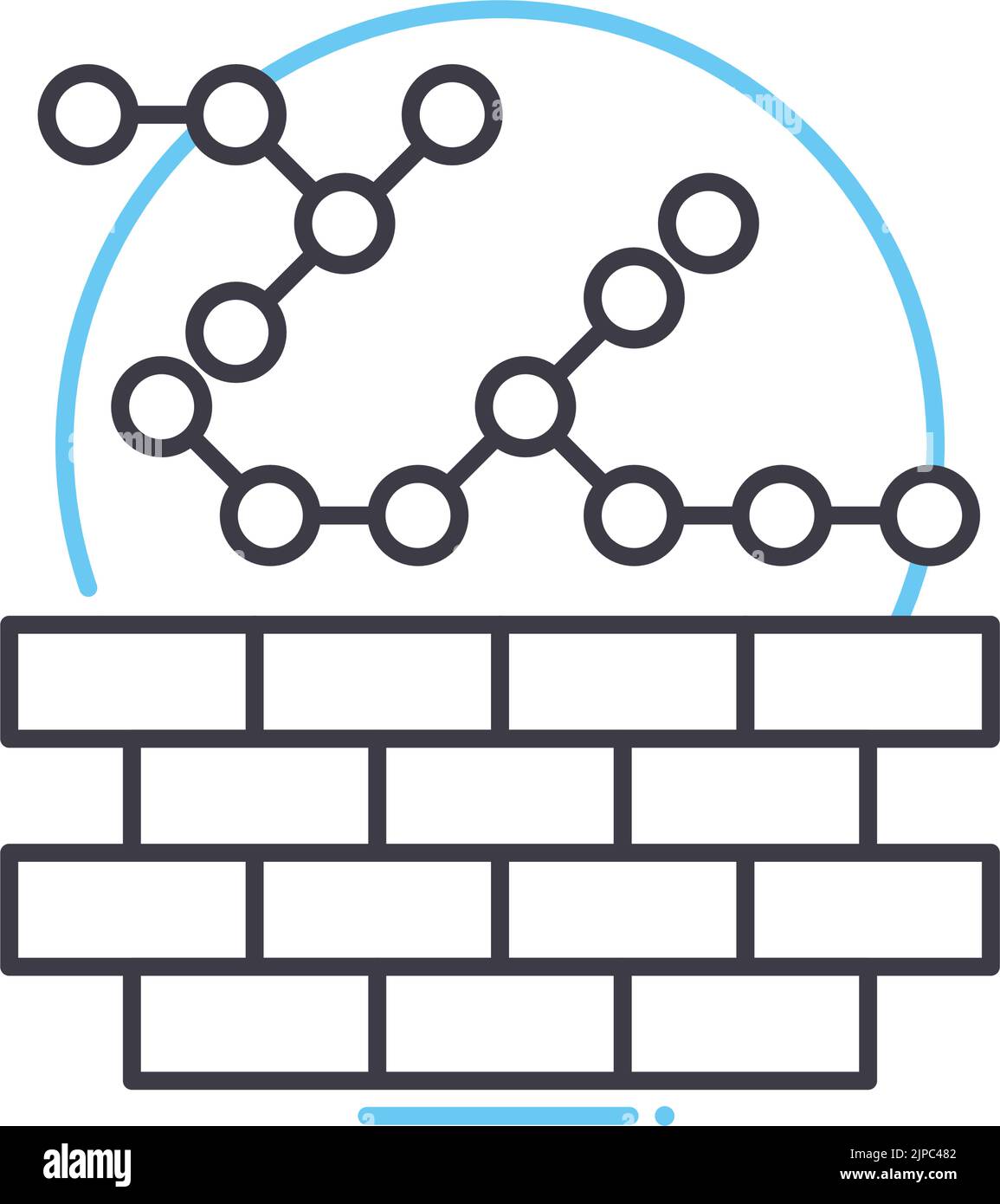 icona della linea del firewall di rete, simbolo di contorno, illustrazione del vettore, simbolo del concetto Illustrazione Vettoriale