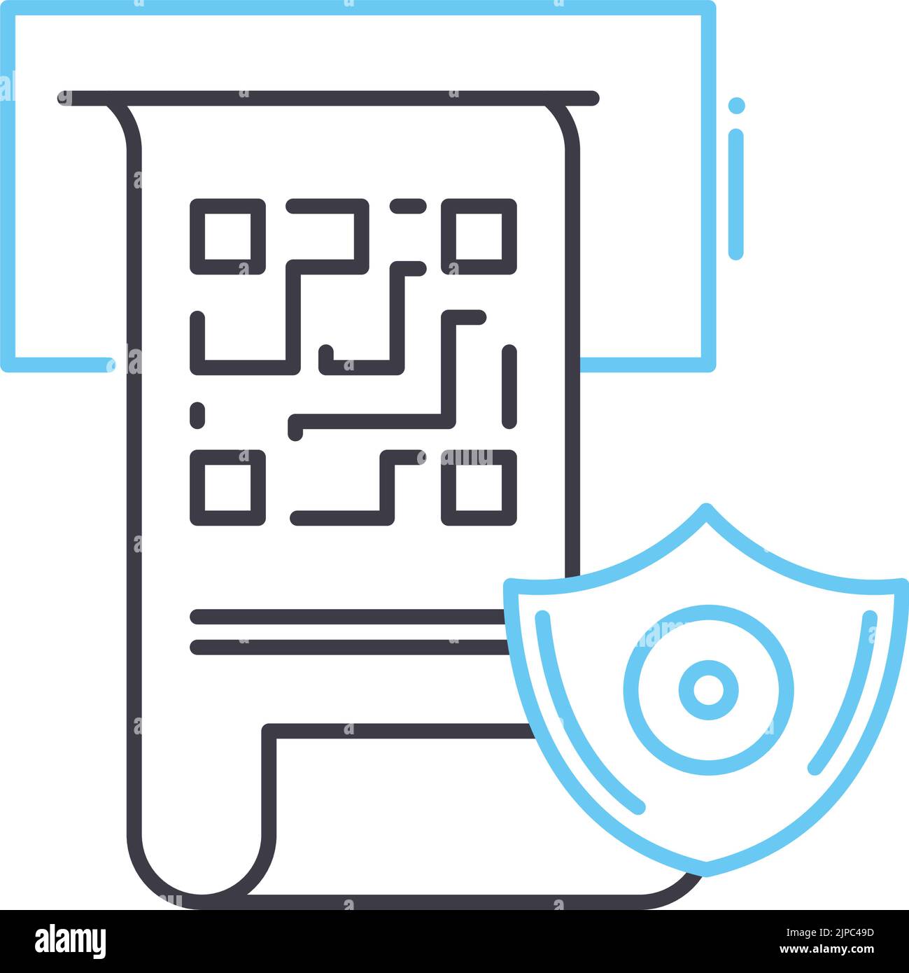 icona della riga del documento del codice qr, simbolo di contorno, illustrazione vettoriale, simbolo concettuale Illustrazione Vettoriale