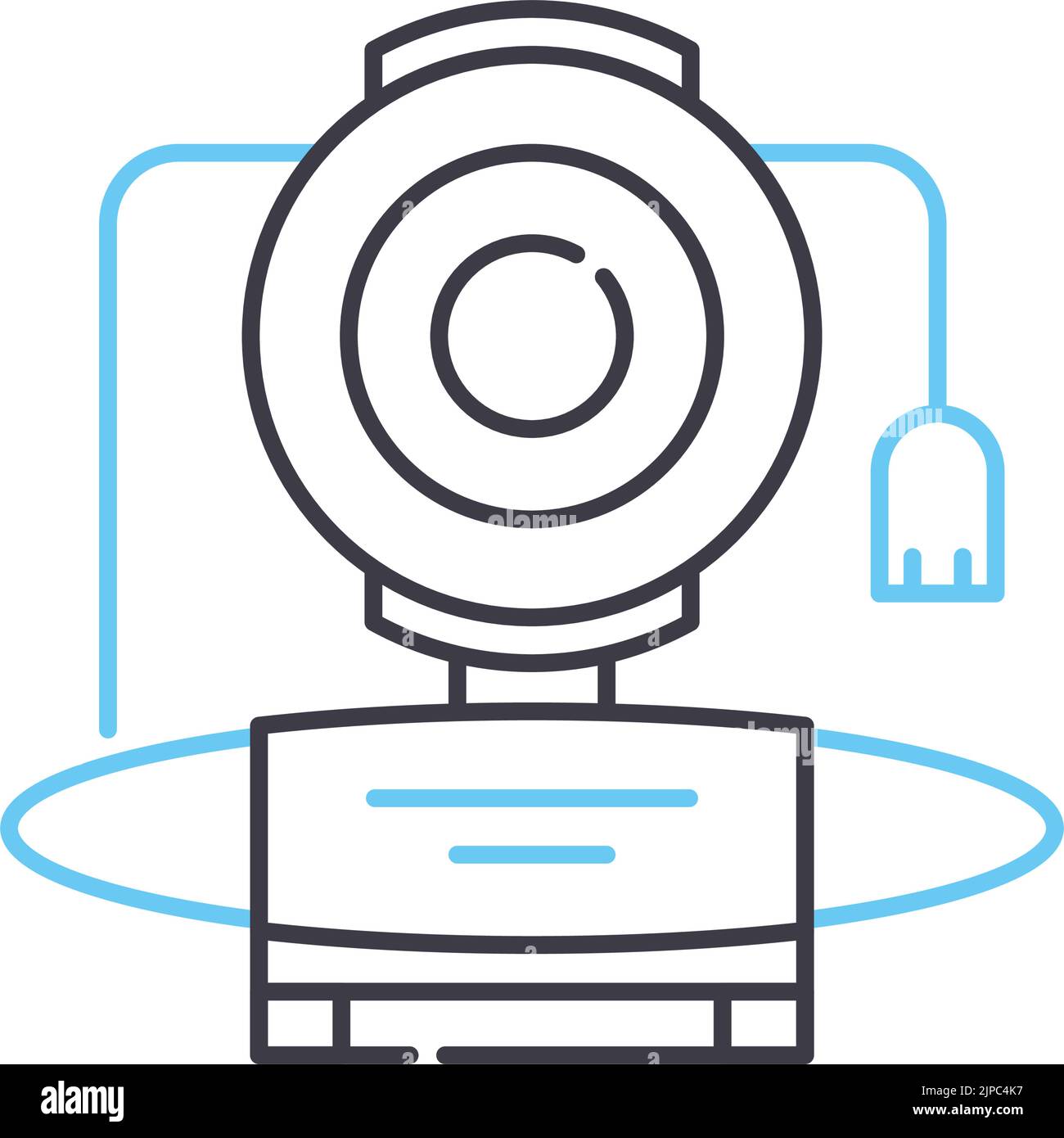 icona della linea della webcam, simbolo del contorno, illustrazione vettoriale, segnale concettuale Illustrazione Vettoriale