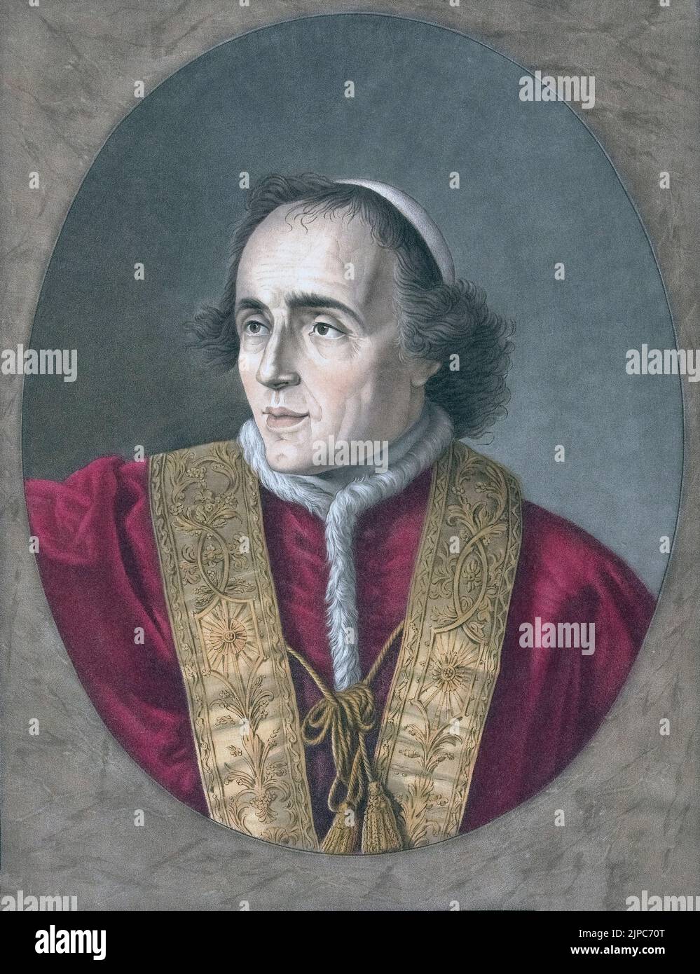 Papa Pio VII, 1742 – 1823. Capo della Chiesa Cattolica e governatore degli Stati Papali dal 14 marzo 1800 al 1823. Fu anche monaco dell'Ordine di San Benedetto, teologo e vescovo. Da una stampa di Pierre Michel Alix dopo un dipinto di Jean-Baptiste Joseph Wicar. Foto Stock