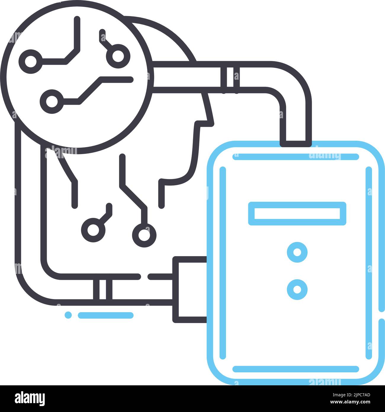 icona della linea utensile macchina, simbolo di contorno, illustrazione vettoriale, segnale concettuale Illustrazione Vettoriale
